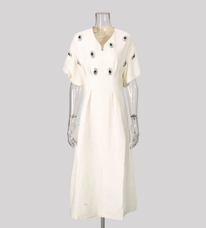 embellished puff sleeve A-line midi dress – ORBIT