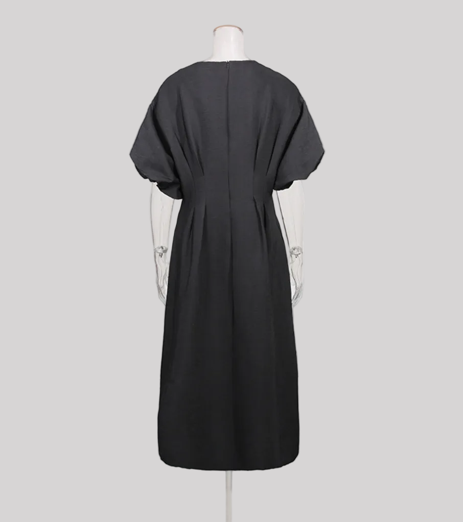 embellished puff sleeve A-line midi dress – ORBIT