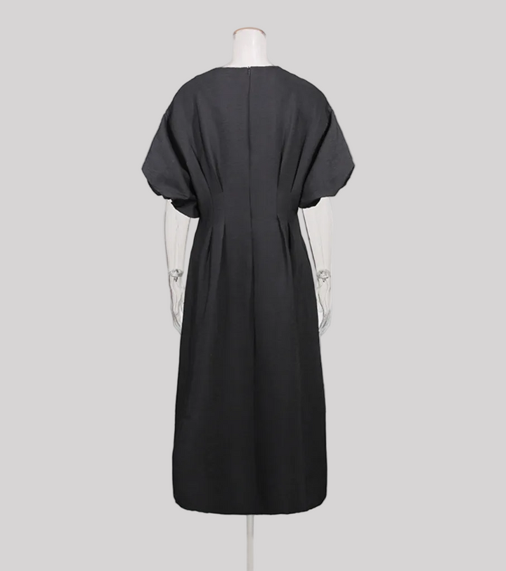 embellished puff sleeve A-line midi dress – ORBIT