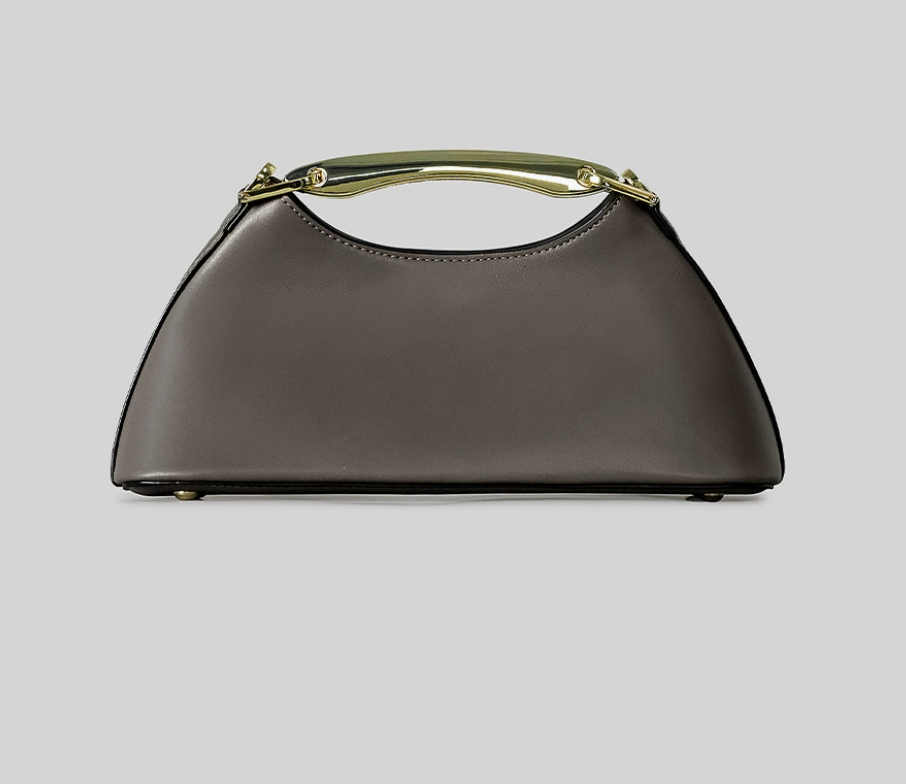 structured mini shoulder bag with gold handle – EMERALD