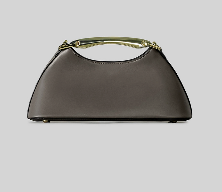 structured mini shoulder bag with gold handle – EMERALD