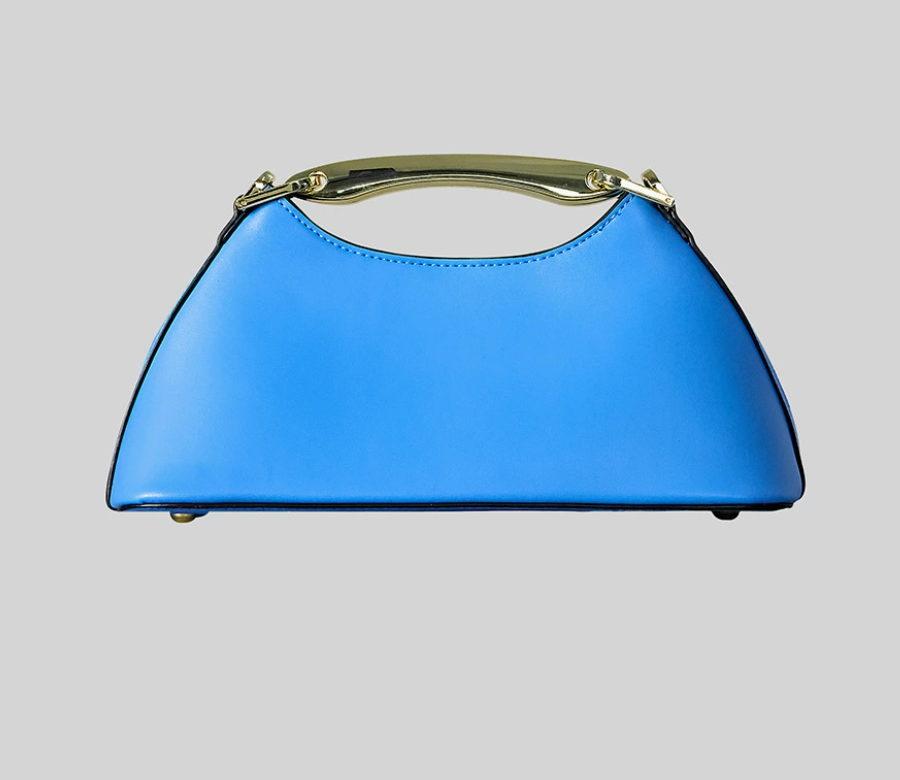 structured mini shoulder bag with gold handle – EMERALD