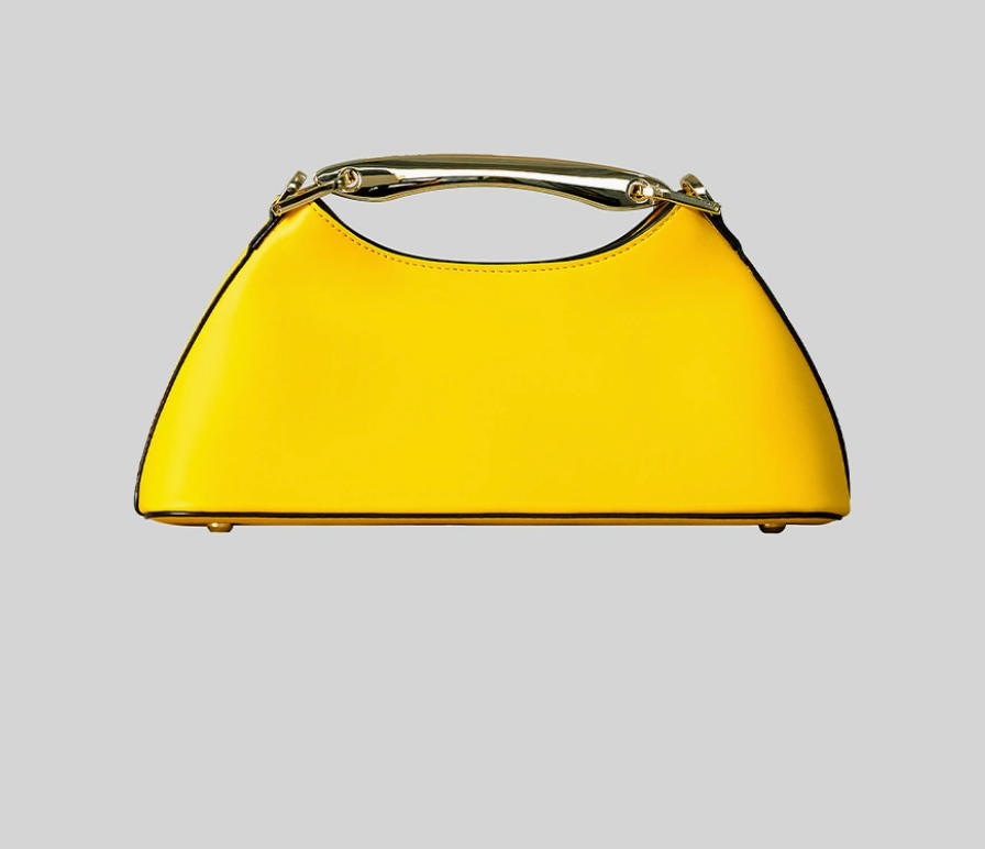 structured mini shoulder bag with gold handle – EMERALD