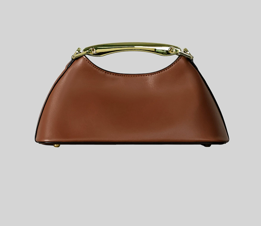 structured mini shoulder bag with gold handle – EMERALD