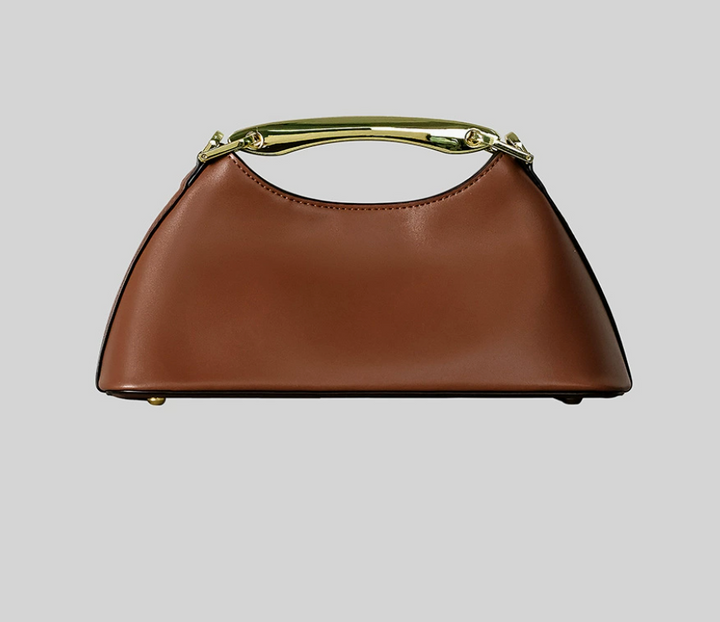structured mini shoulder bag with gold handle – EMERALD