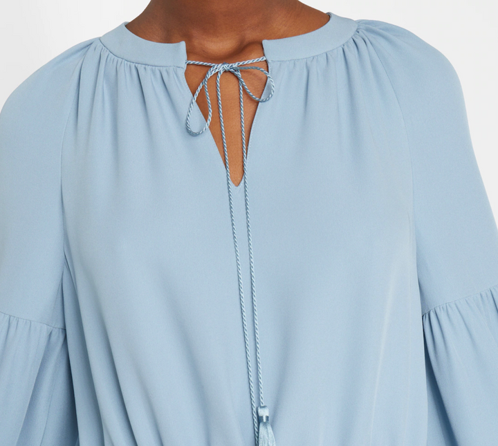 Powder Blue Feather Cuff Kaftan Dress - Serenity