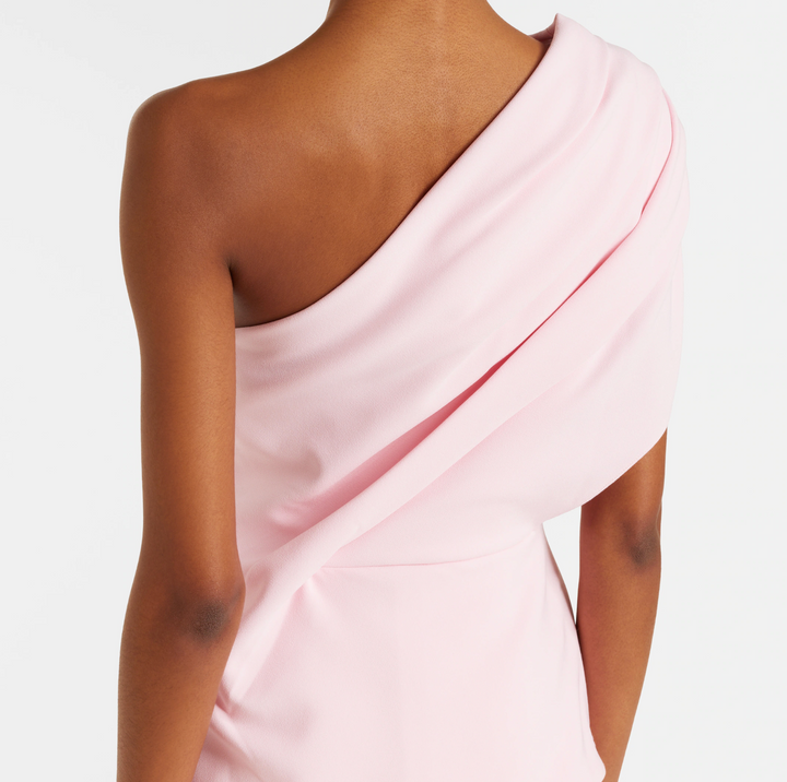 Blush One-Shoulder Draped Gown - Seraphina