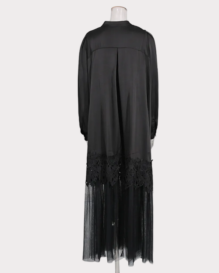 button-front lace hem maxi dress – MIDNIT