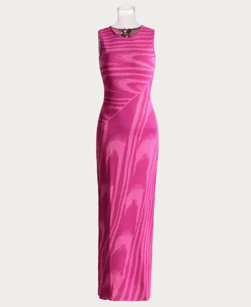 sleeveless abstract print bodycon maxi dress – MIRAGE