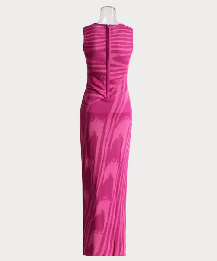 sleeveless abstract print bodycon maxi dress – MIRAGE