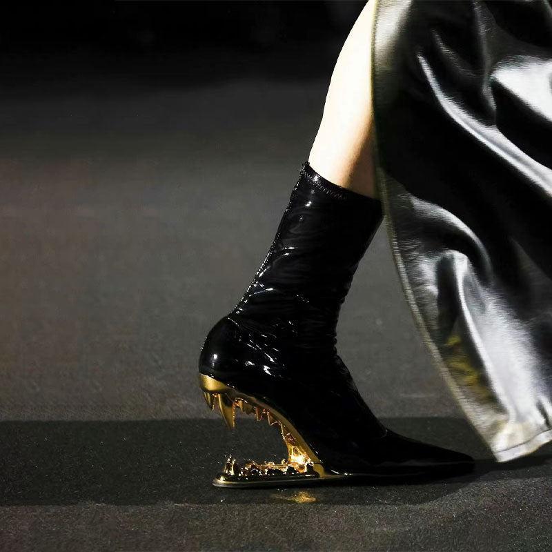 pointed-toe ankle boots with sculpted monster wedge - KOLEEN