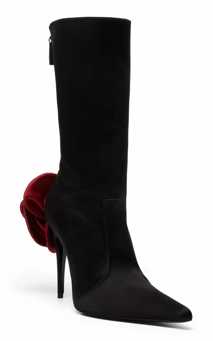pointed-toe stiletto boots with floral back detail - Effie