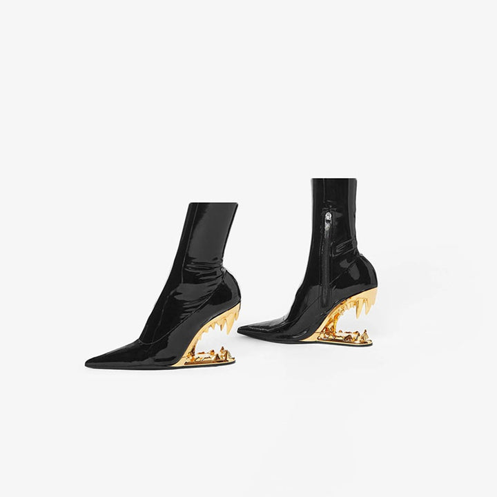 pointed-toe ankle boots with sculpted monster wedge - KOLEEN