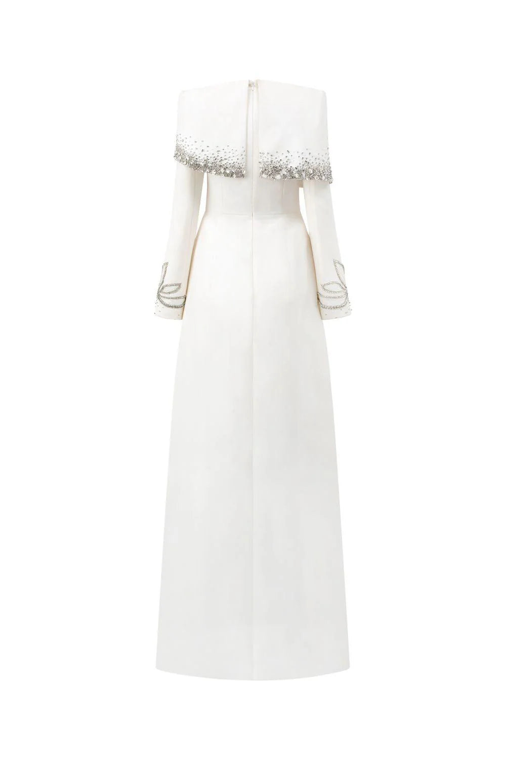 Off-shoulder A-line dress with embellished cuffs-DIANA