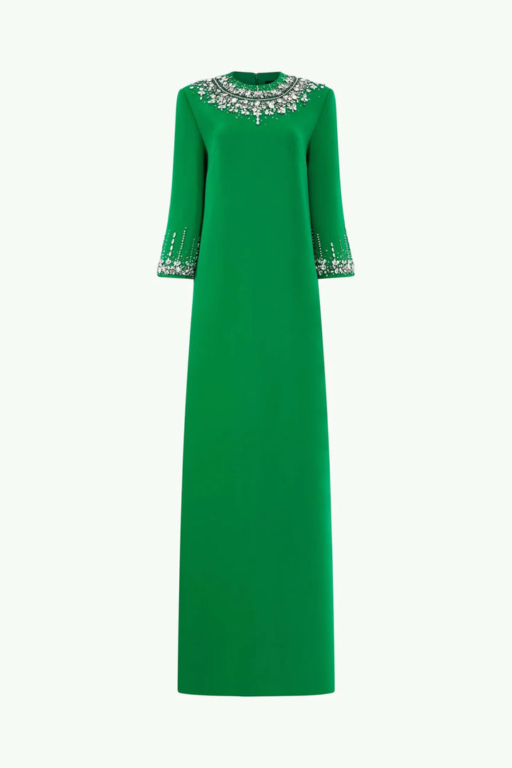 embellished crew-neck column gown – Rolaan