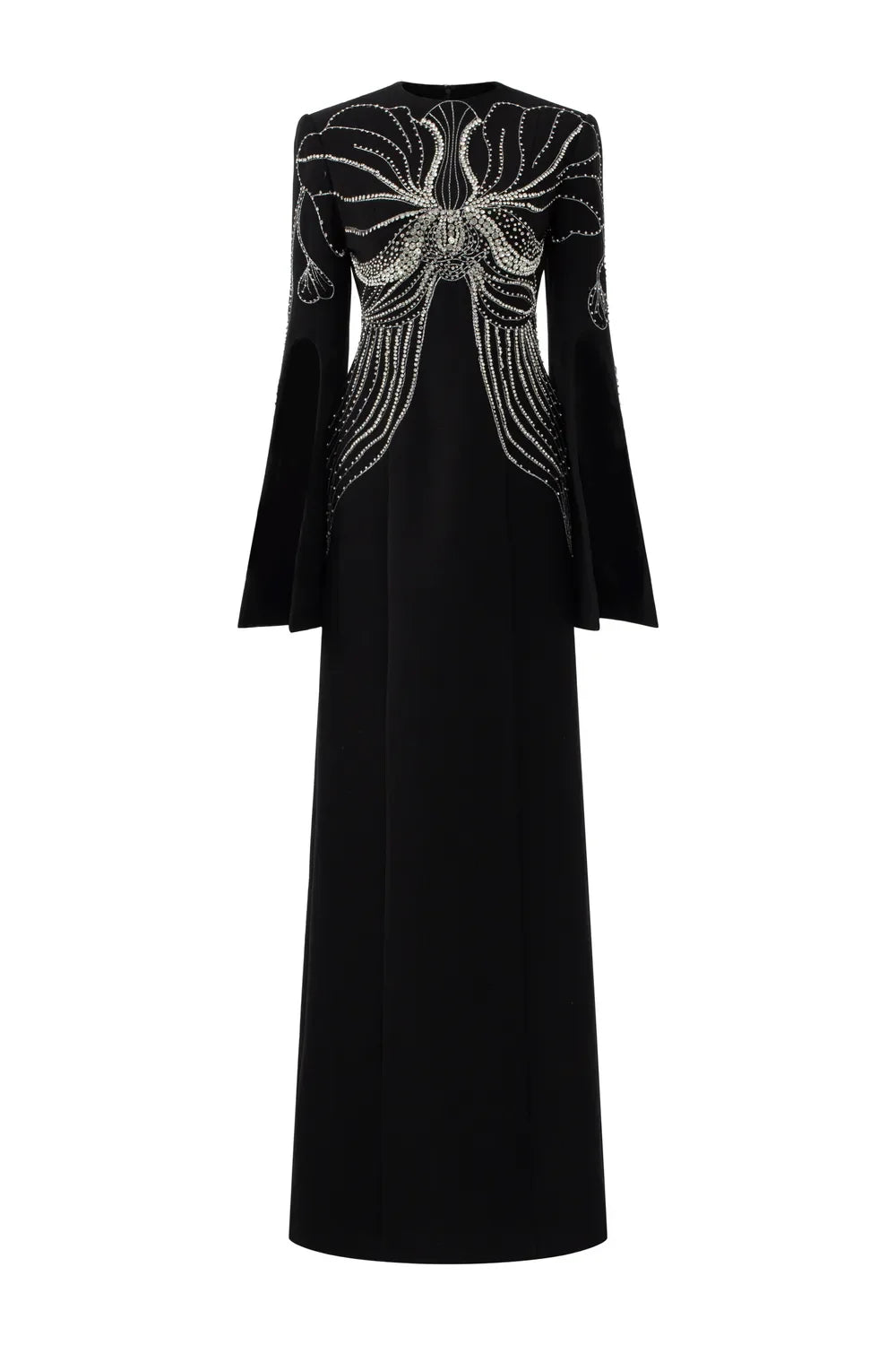 Embellished Column Dress with Cape Sleeves - Marina