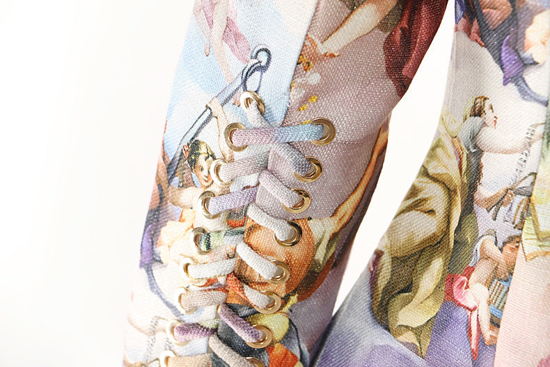 printed tailored blazer with baroque art design – ELYSINA