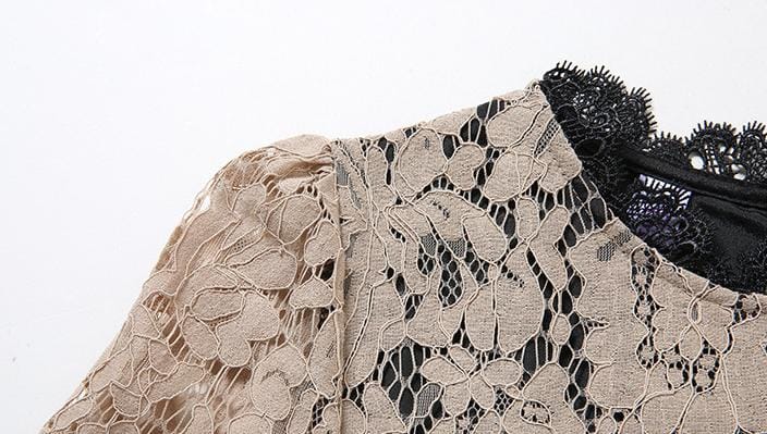 lace midi dress with contrast waistband – ZERINE