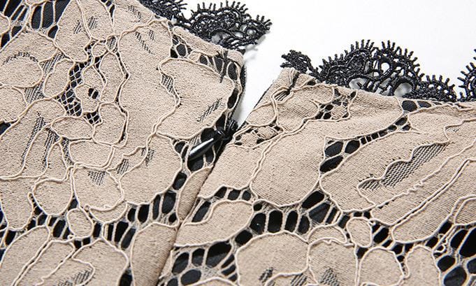 lace midi dress with contrast waistband – ZERINE