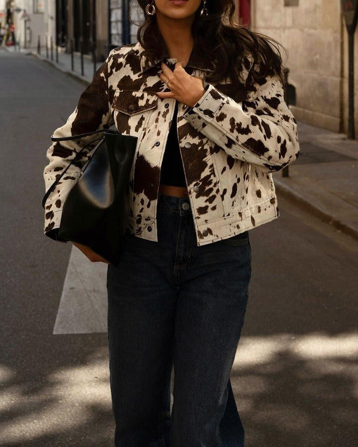 printed jacket with cow pattern – SIENNA