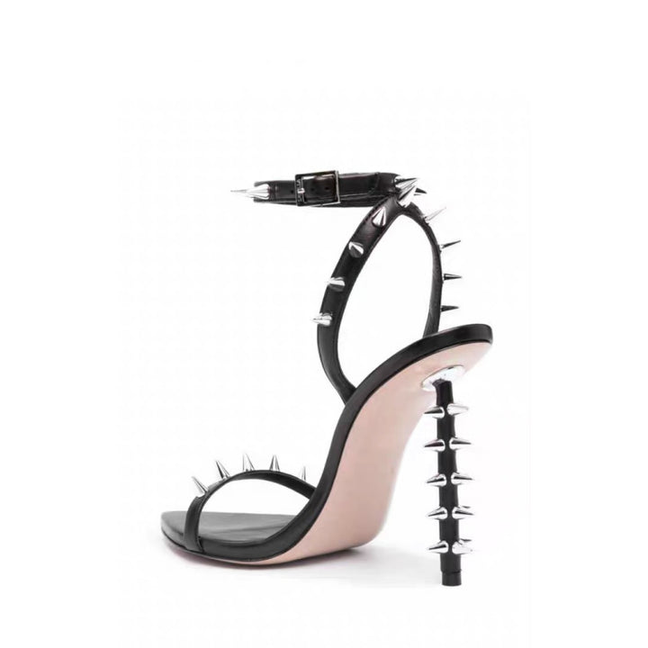 metallic stiletto sandals with spike embellishments – REINA