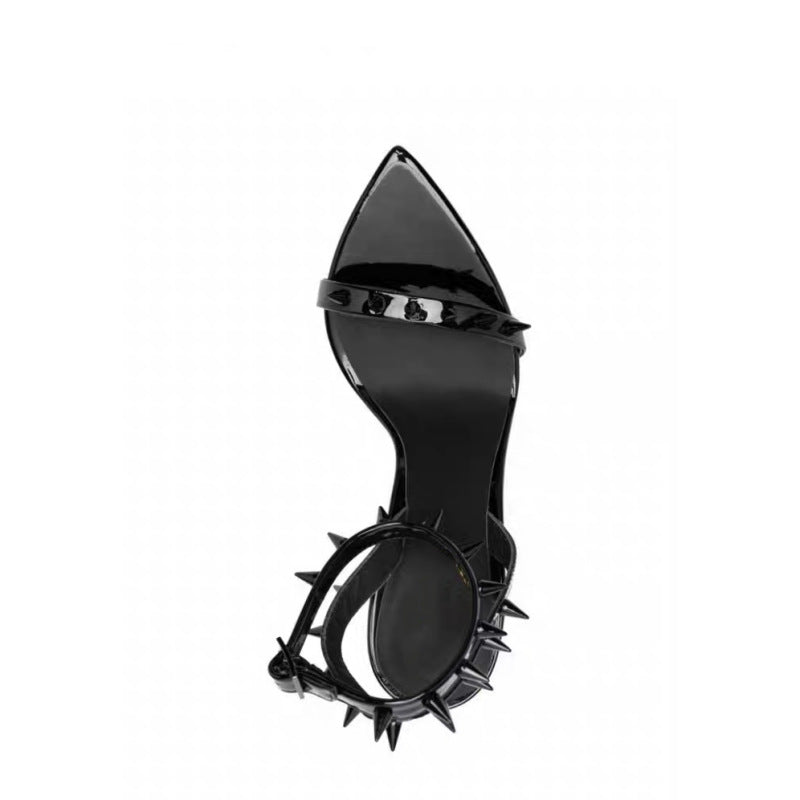 metallic stiletto sandals with spike embellishments – REINA