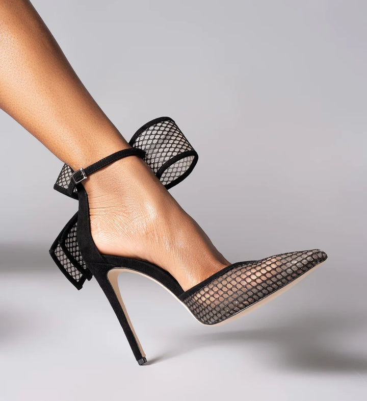 pointed-toe stiletto heels with oversized bow – AURELIA