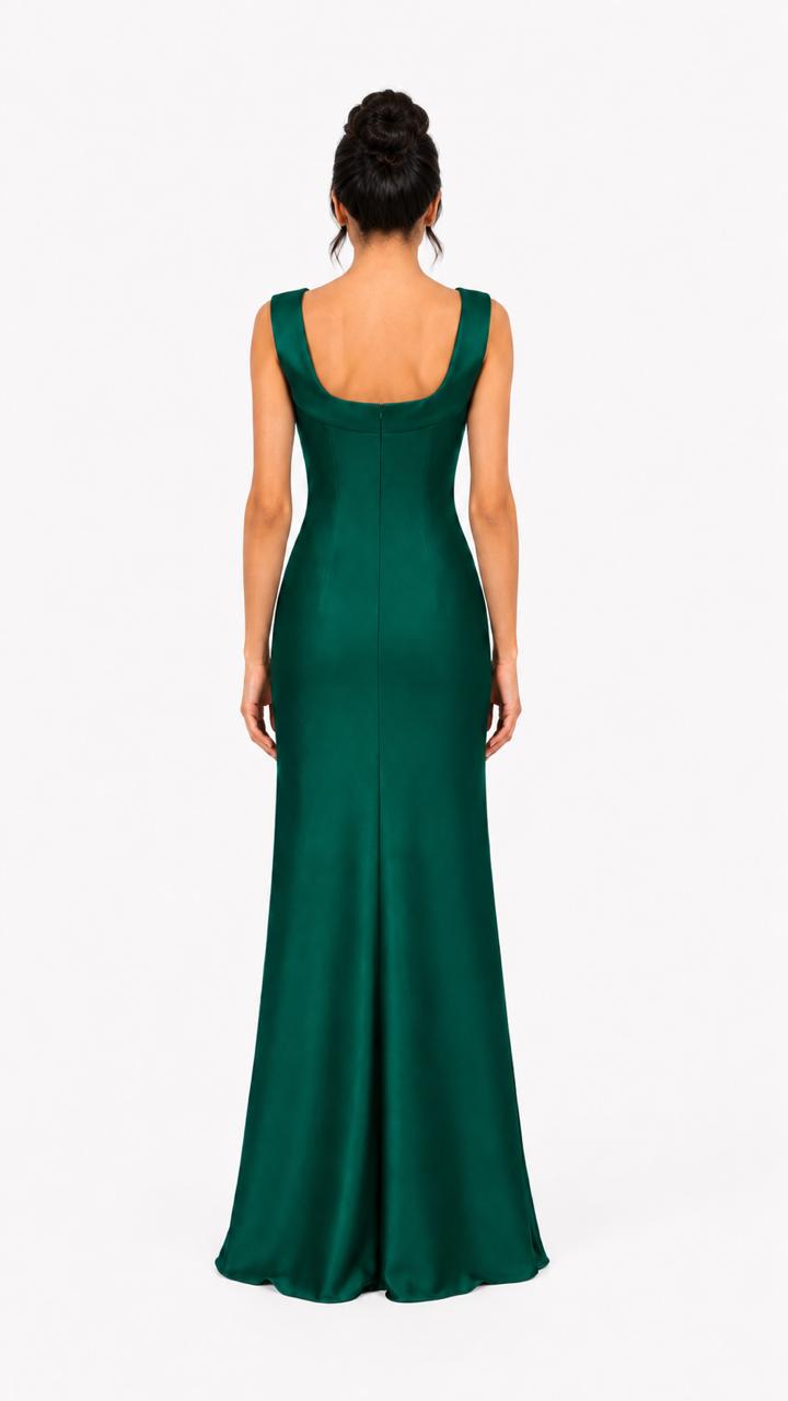 Emerald Draped Neck Mermaid Evening Gown – CELESTE