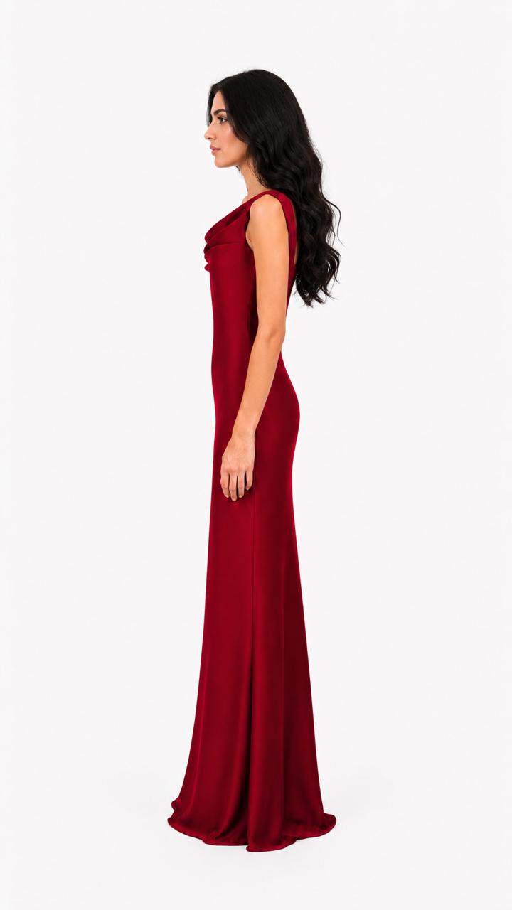 Emerald Draped Neck Mermaid Evening Gown – CELESTE