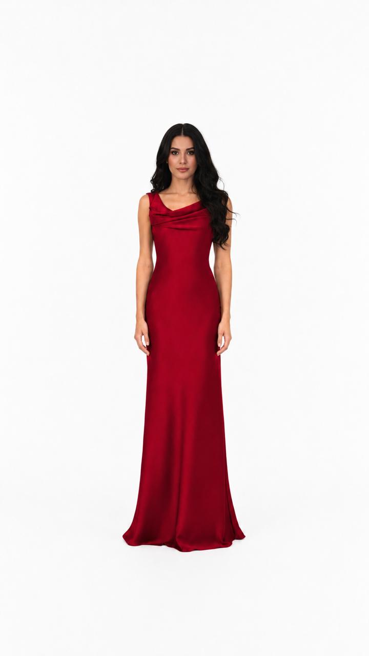 Emerald Draped Neck Mermaid Evening Gown – CELESTE
