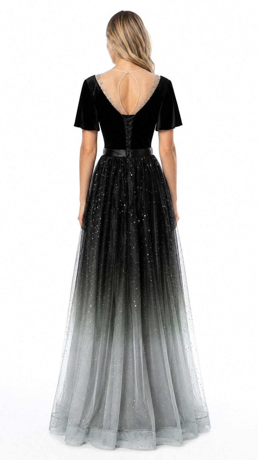 Ombre Stardust Tulle Evening Gown - Eclipse