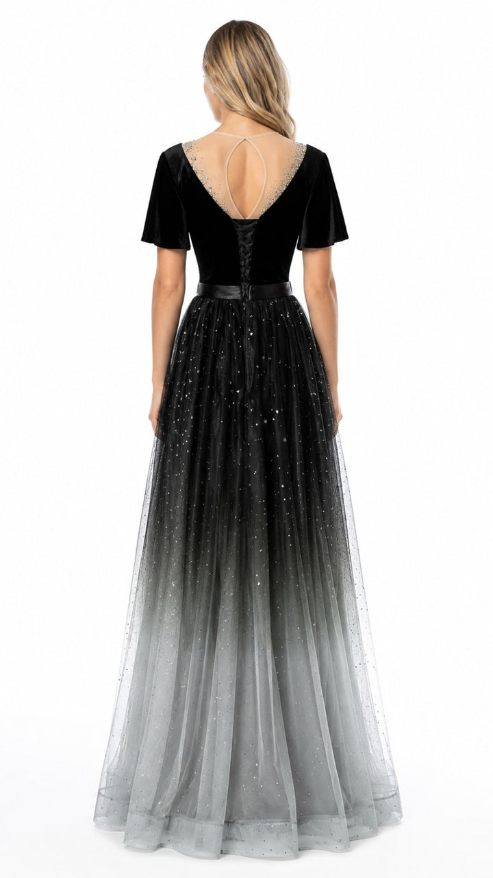Ombre Stardust Tulle Evening Gown - Eclipse