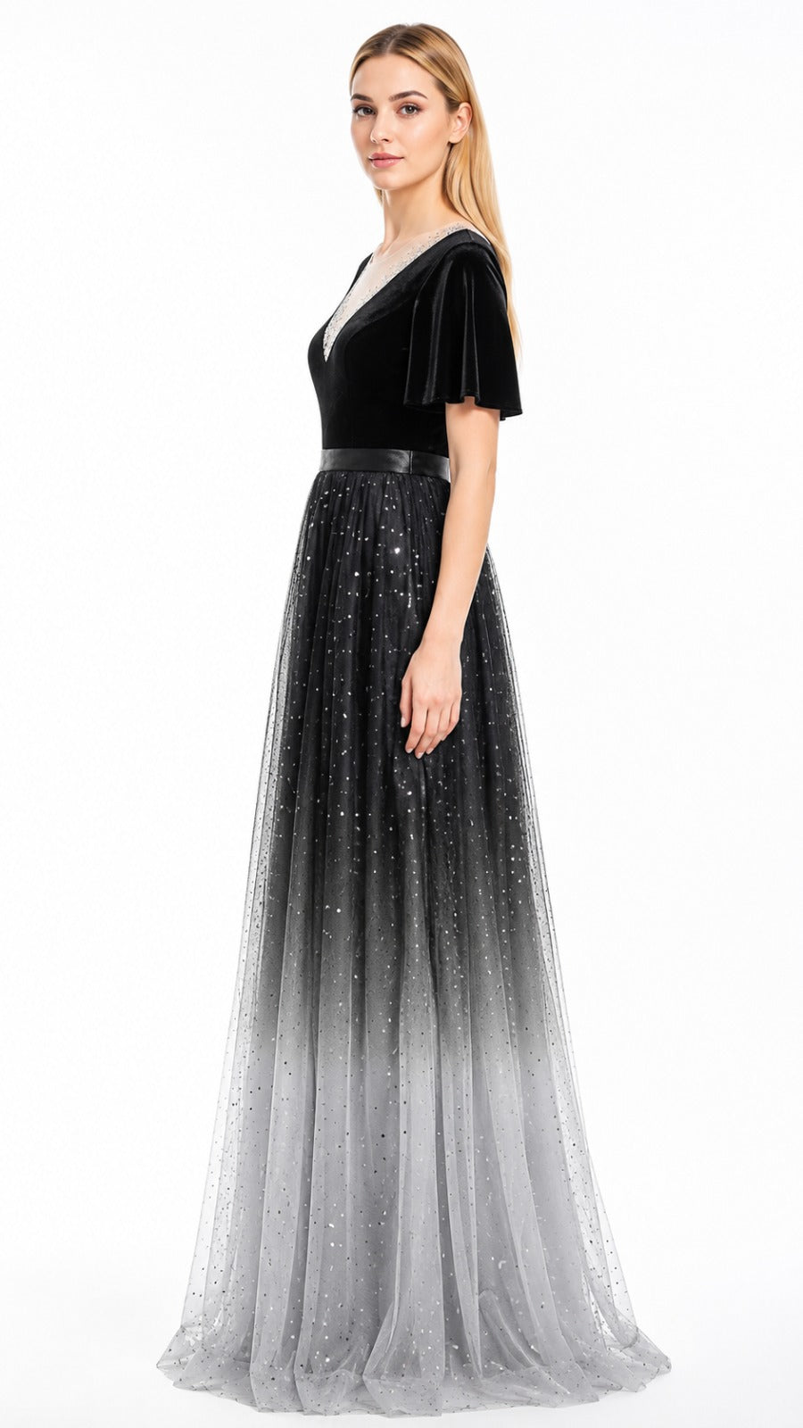 Ombre Stardust Tulle Evening Gown - Eclipse