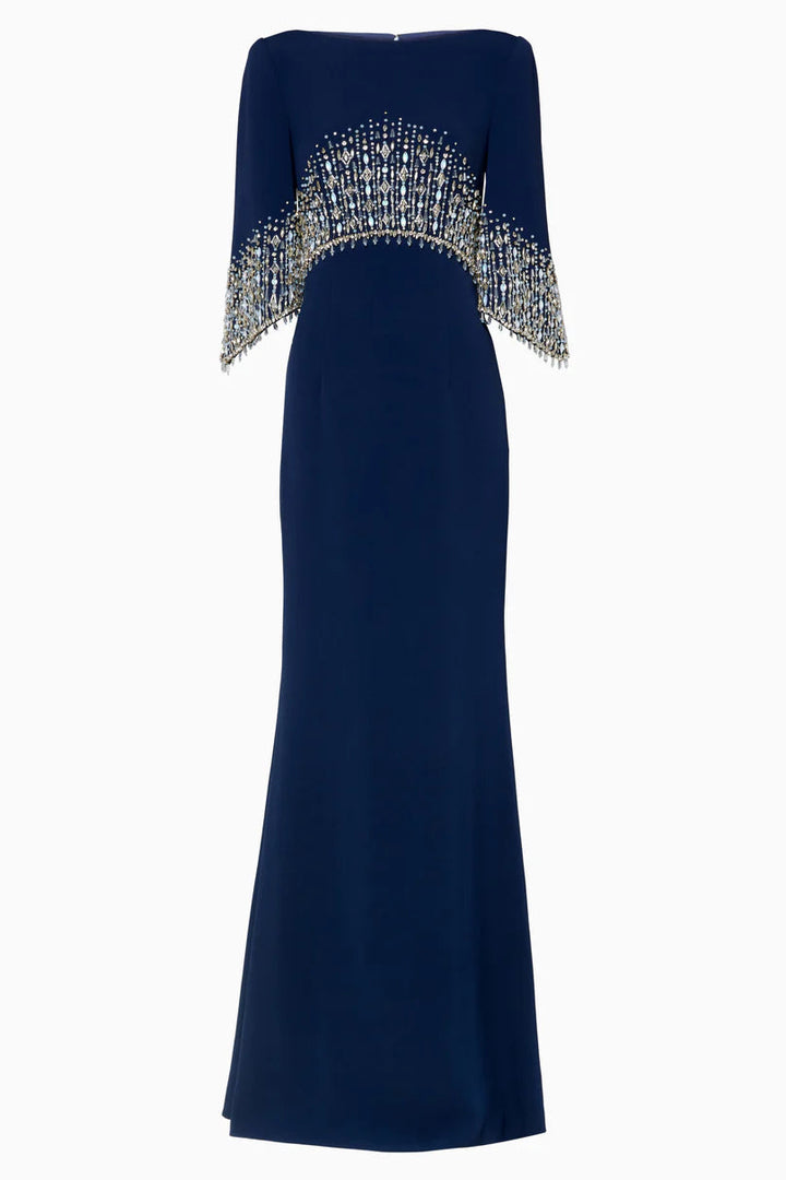 embellished cape sleeve column dress – ELECTRA - 1