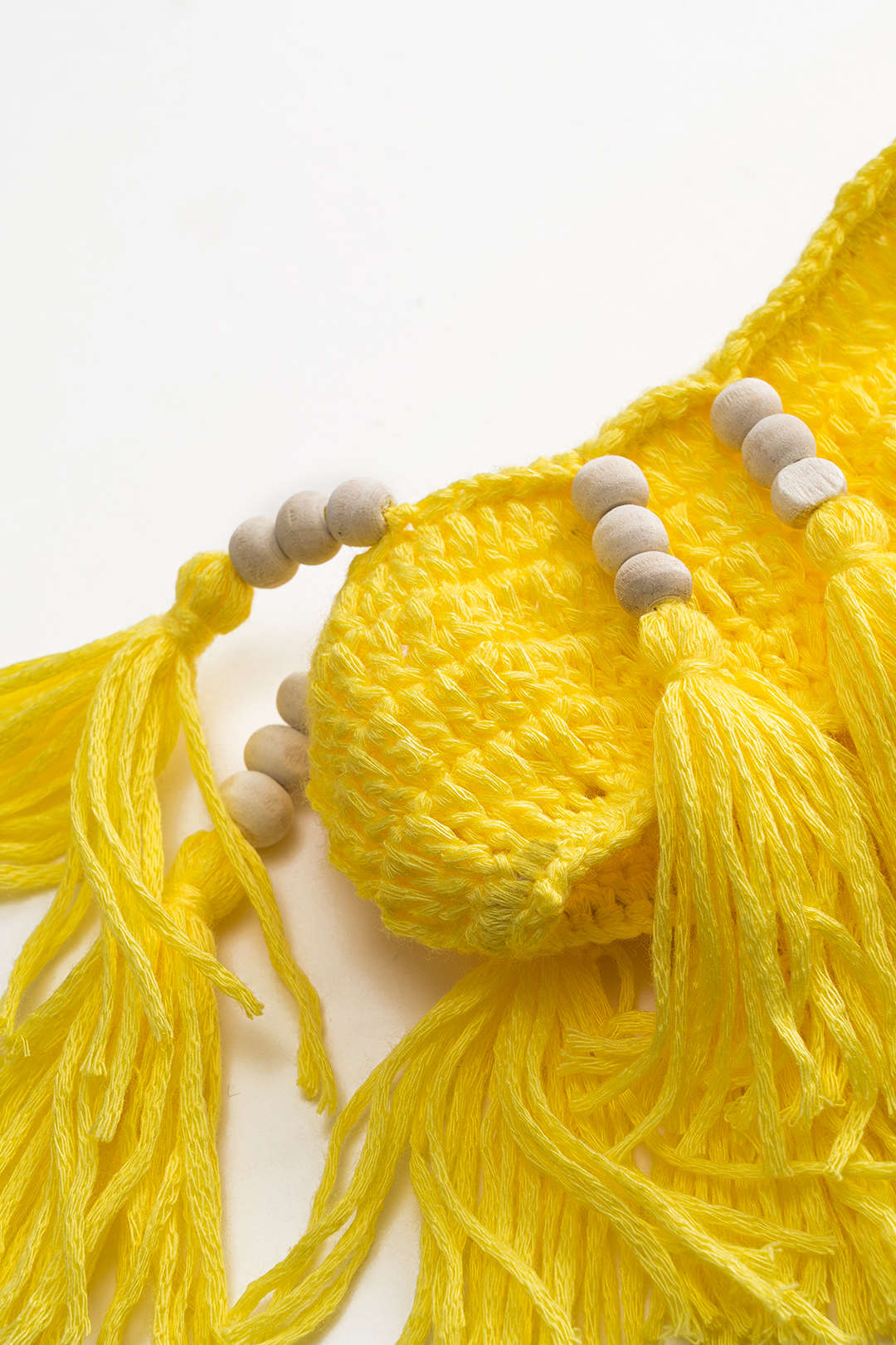 Tie Up Backless Fringe Beaded Bikini Set