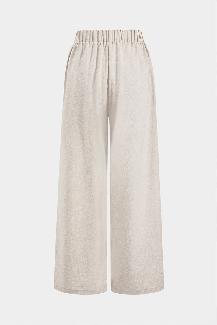 Linen Pleated Pocket Wide Leg Trousers