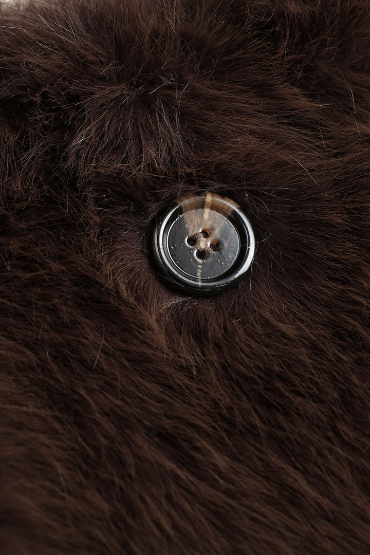 Faux Fur Button Mini Skirt