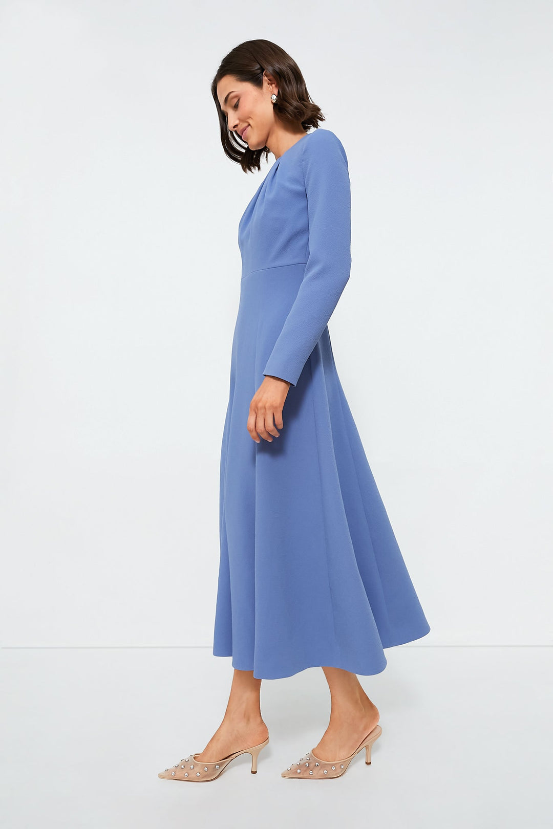 long-sleeve gathered midi dress – CELINA