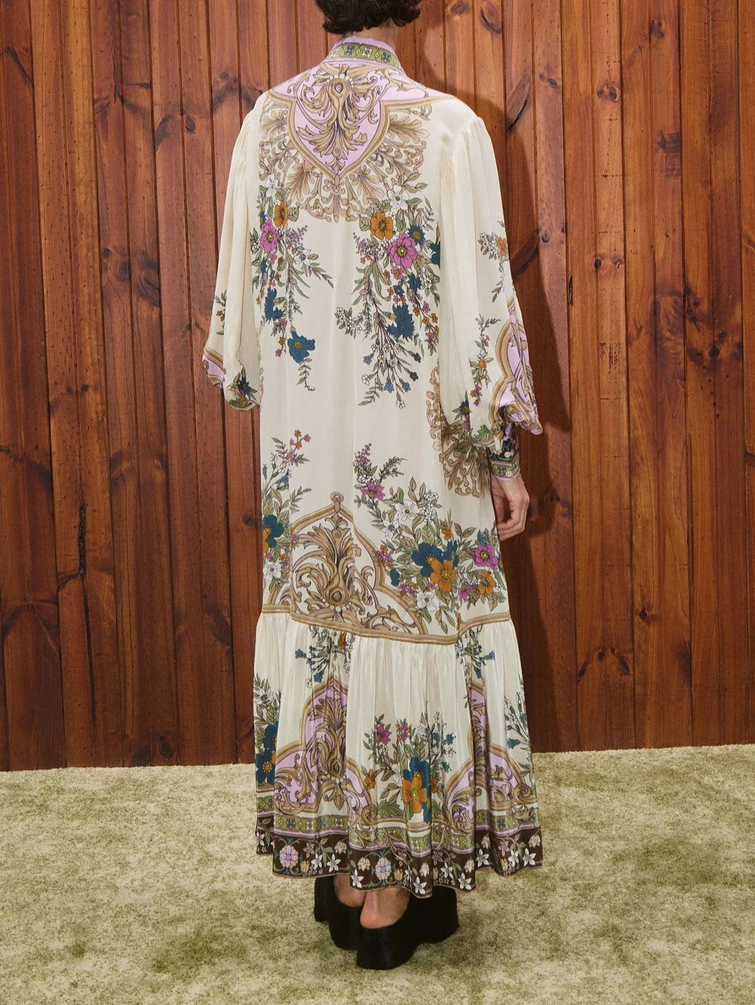 Long-sleeve midi dress with floral baroque print – SERENALWI