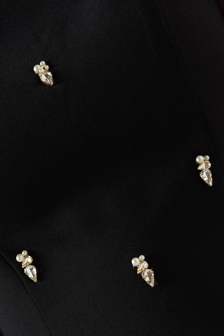 embellished cape gown with crystal accents – THRIIYE