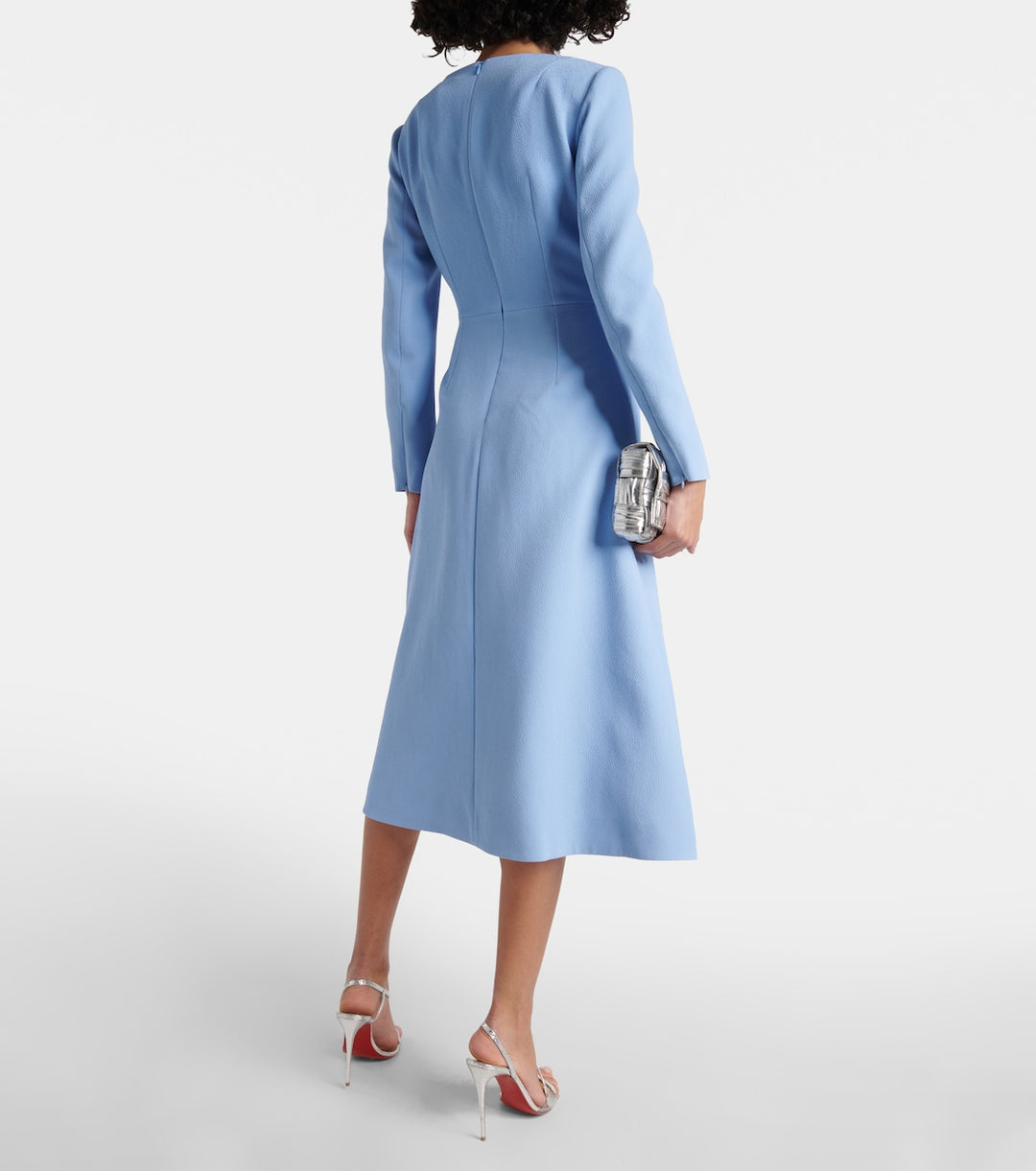 long-sleeve midi dress with draped waist – SILVEN