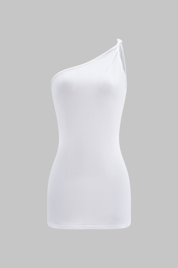 Twist Knot One Shoulder Mini Dress