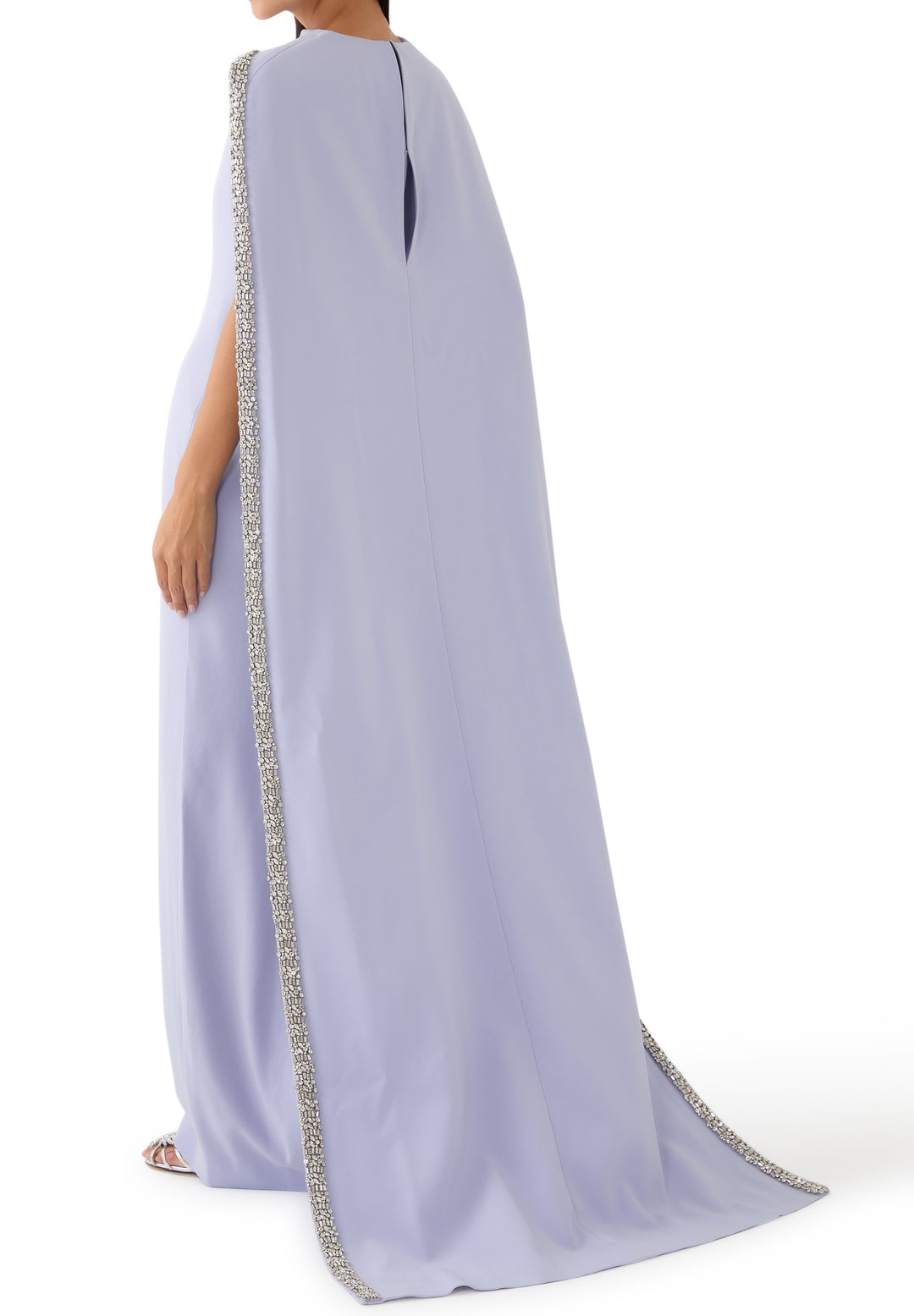embellished cape-sleeve column gown – LAVINIA