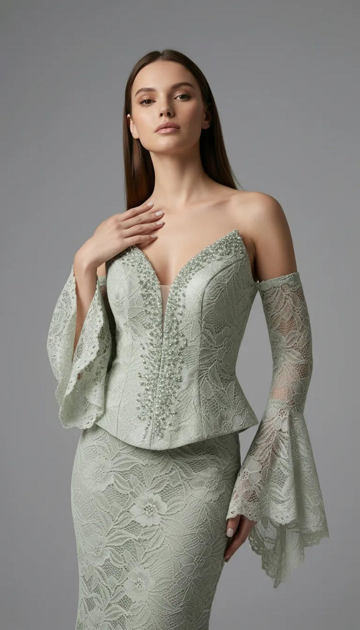 Mermaid-style evening dress with a corset-embellished bodice 2471 - SILSA