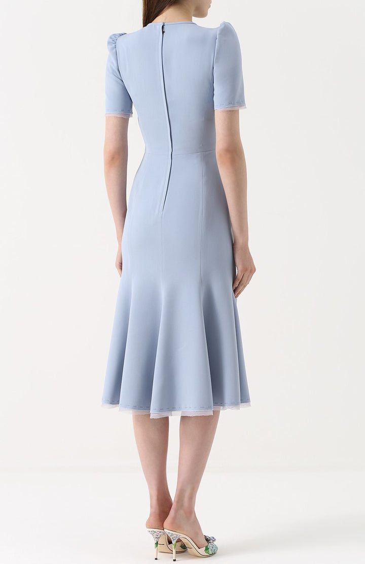 فستان ميدي بربطة عنق وأزرار لؤلؤية – إيليرا