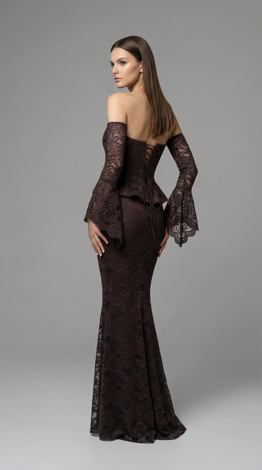 Mermaid-style evening dress with a corset-embellished bodice 2471 - SILSA