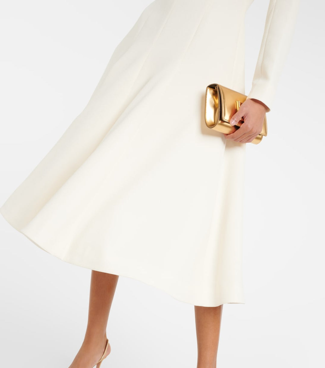 long-sleeve gathered midi dress – CELINA