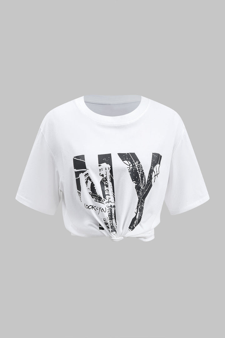 Letter Print Short Sleeve T-Shirt