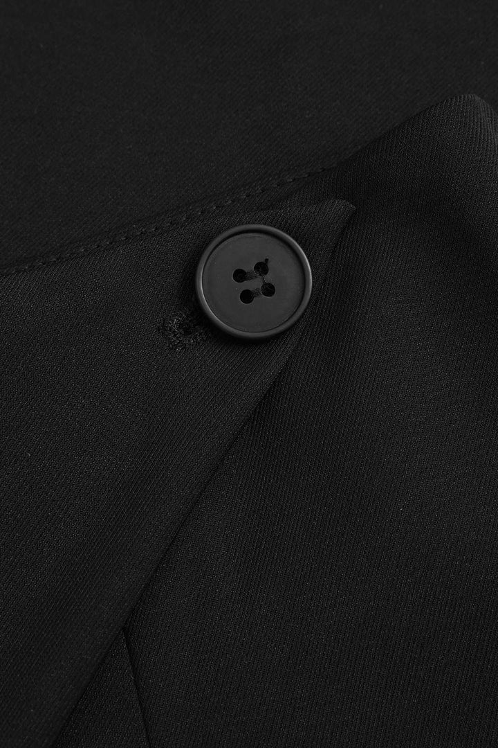 Pleated Button Wide Leg Trousers