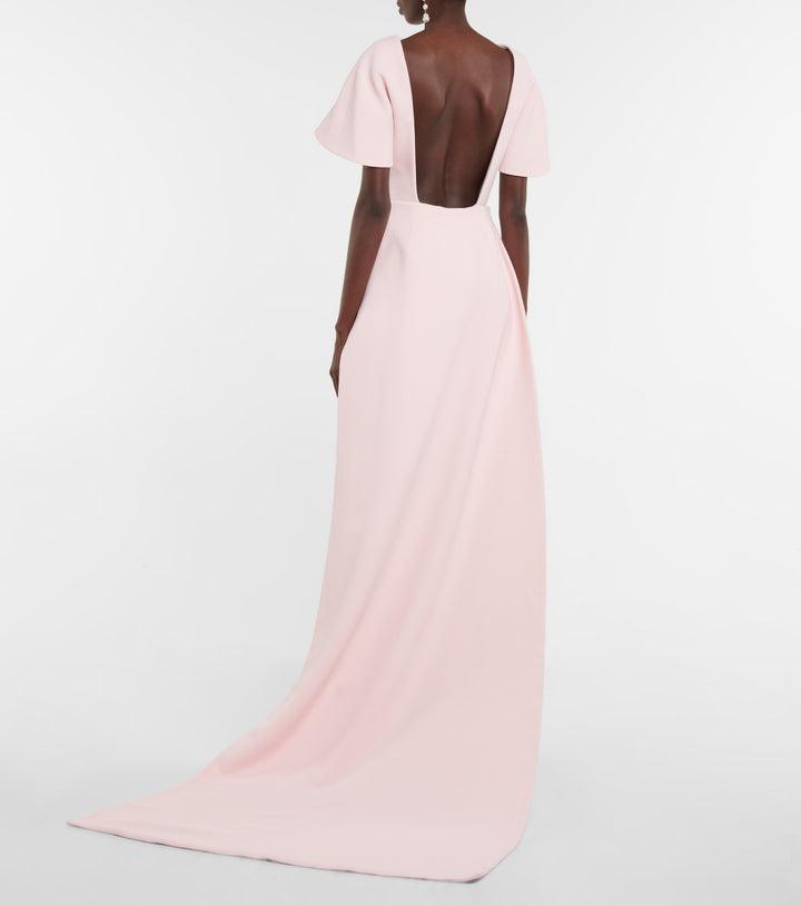 cape-shoulder gown with back slit – OCEANE
